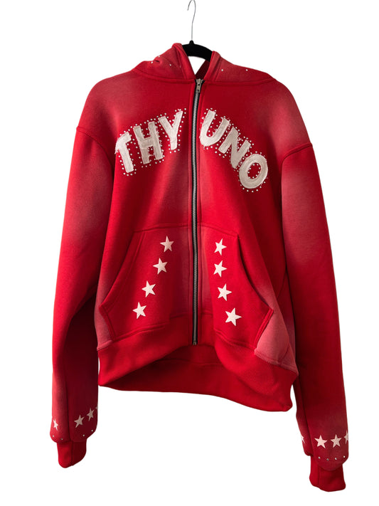 Red "Separation = Elevation" Zip-up